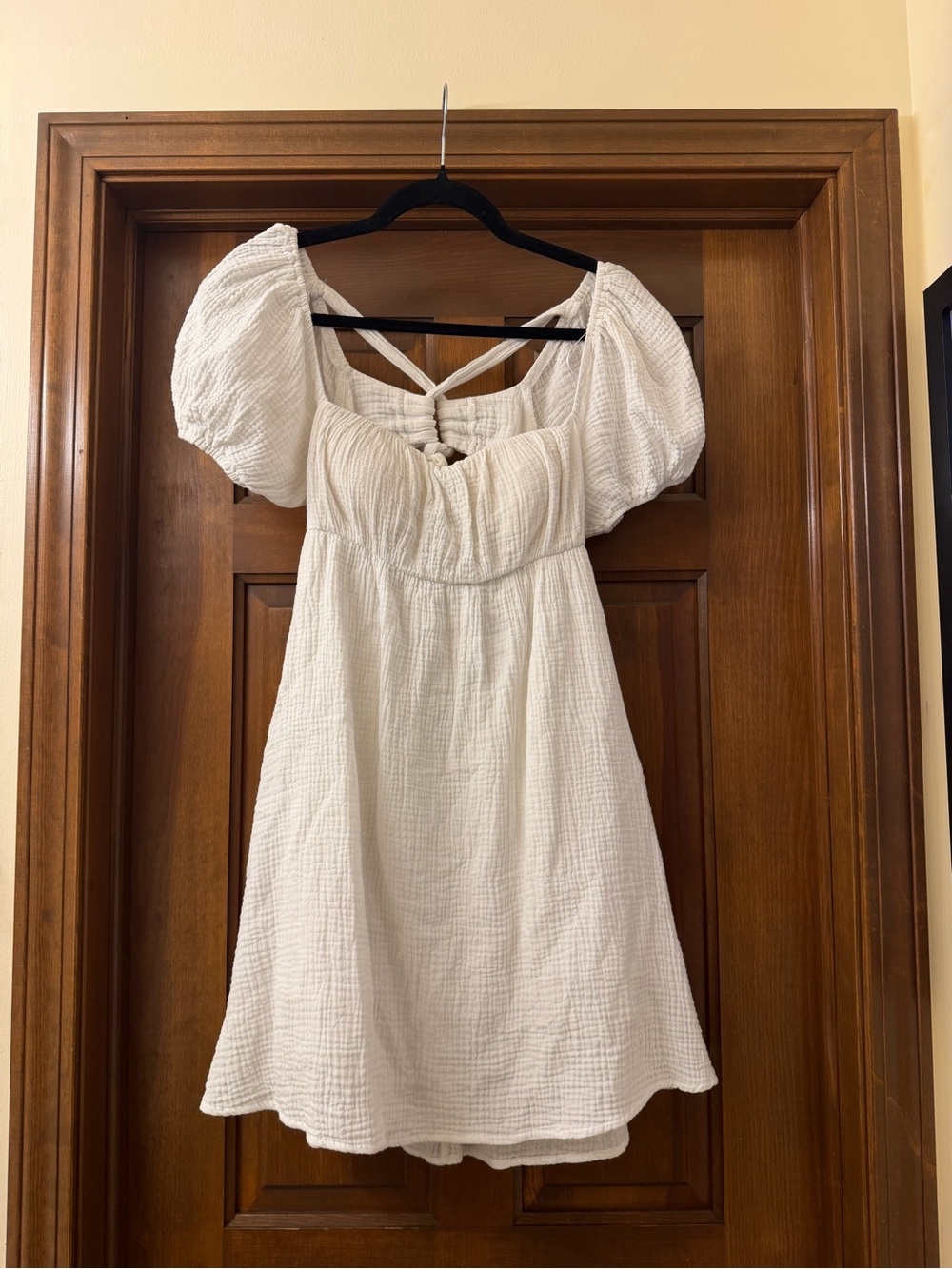Princess Polly Ivory Puff-Sleeve Textured Mini Dress